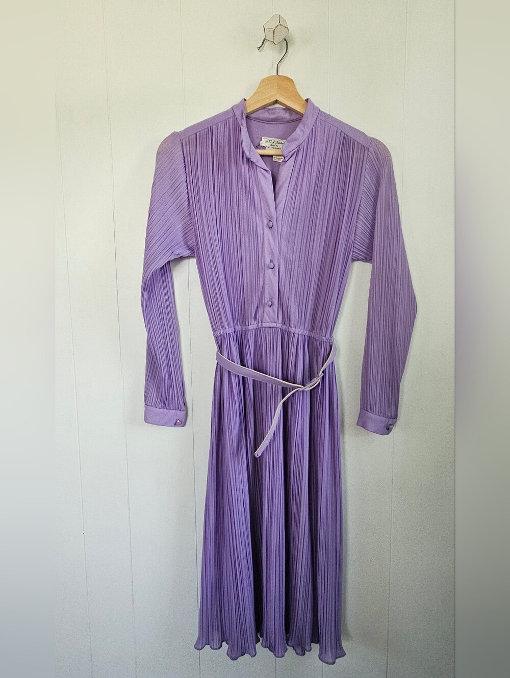 VINTAGE Hal Ferman Pleated Shirtwaist Midi Dress
